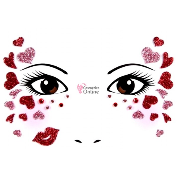 Masca pentru fata cu sclipici model MK02 Inimioare MJ art 1173119